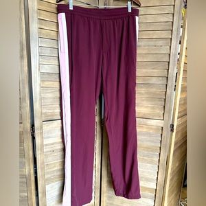 Valentino Men's Burgundy Track Pants with Pink Side Stripes